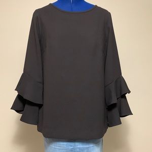 J.Crew crepe blouse with double ruffle sleeves